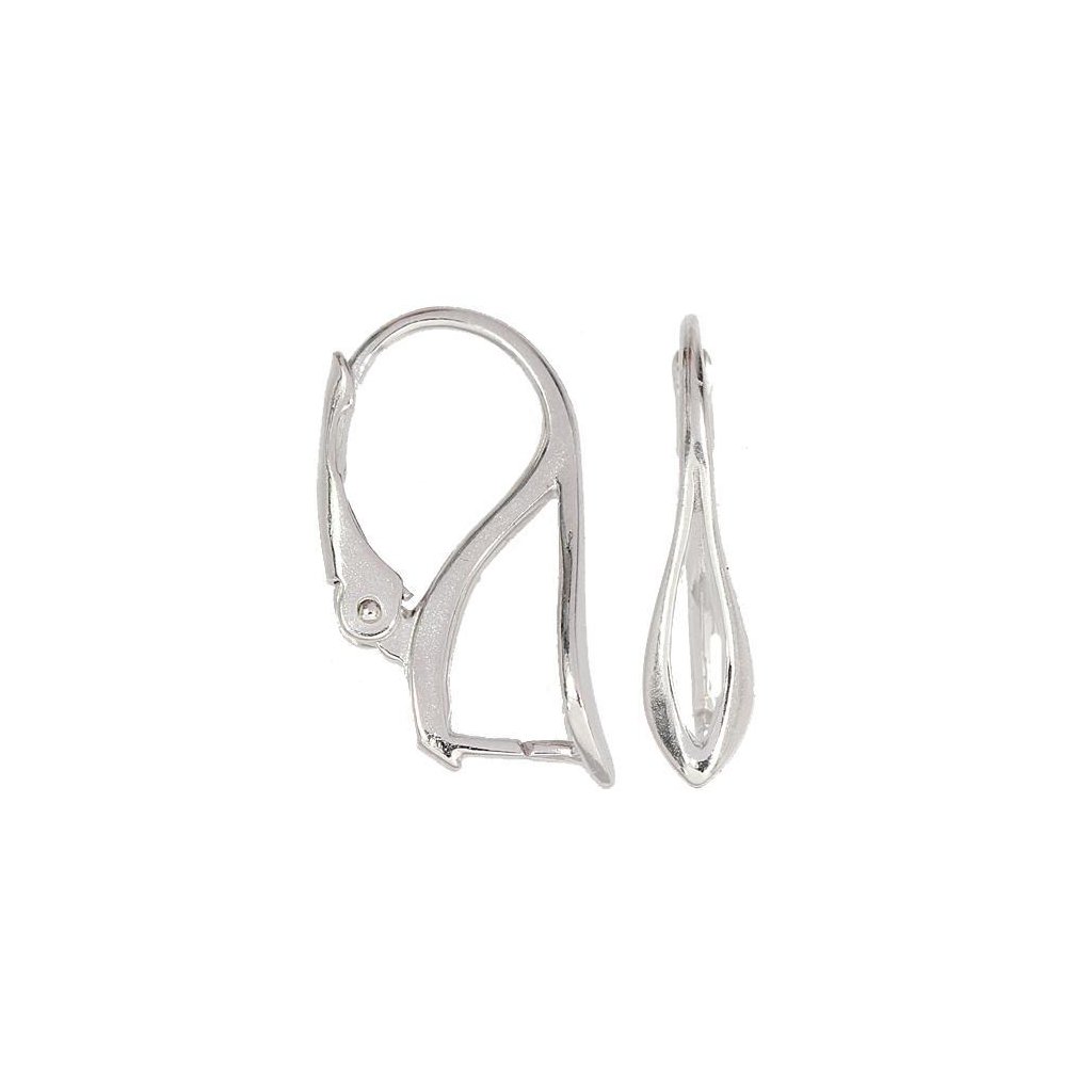Náušnicový háček lístek 20x10mm Rhodium
