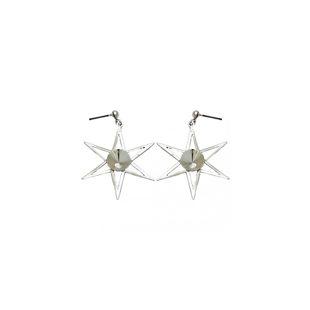 Náušnice bimbací STAR Rivoli 12mm rhodium
