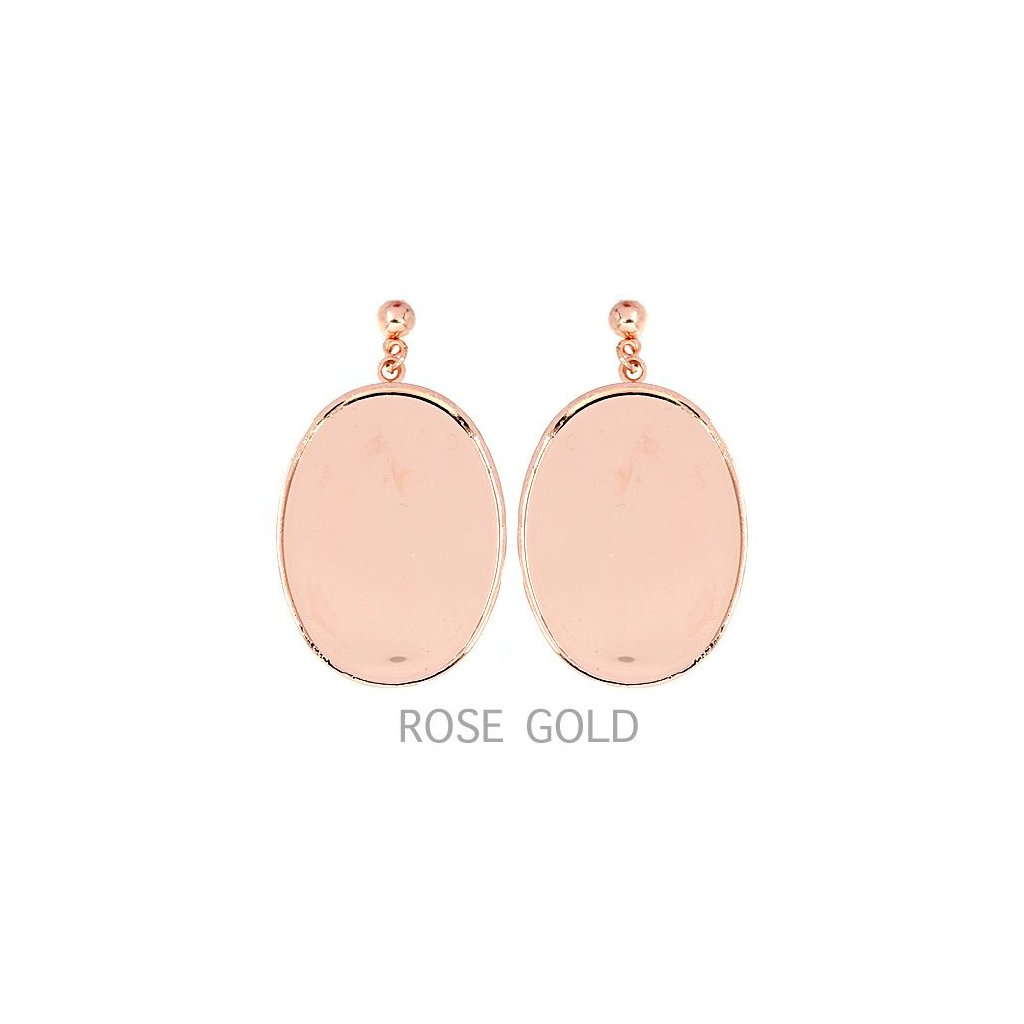 Náušnice bimbací crystalROCKS ovál 30/22mm rose gold