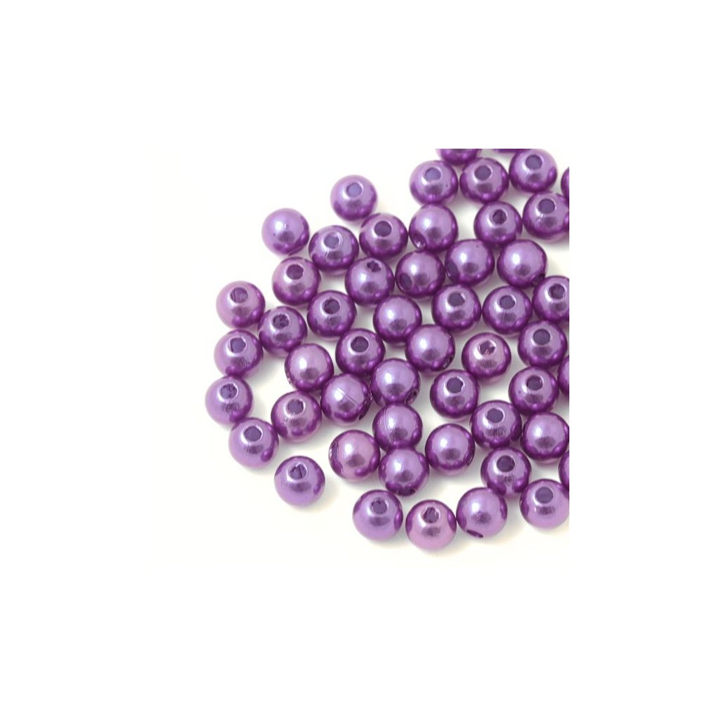 Plastový korálek kulička 6mm medium orchid (5g)