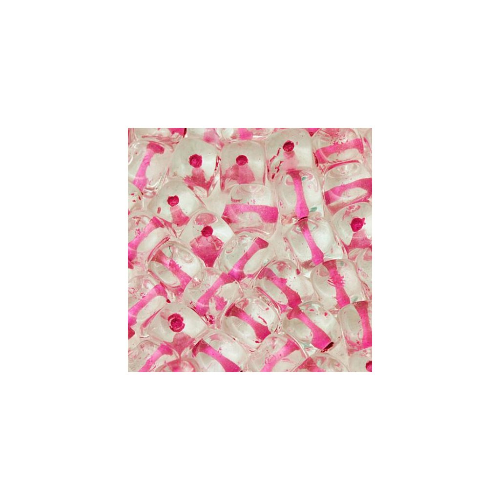 Korálek mačkaný KOSTIČKA 5mm crystal průtah růžová