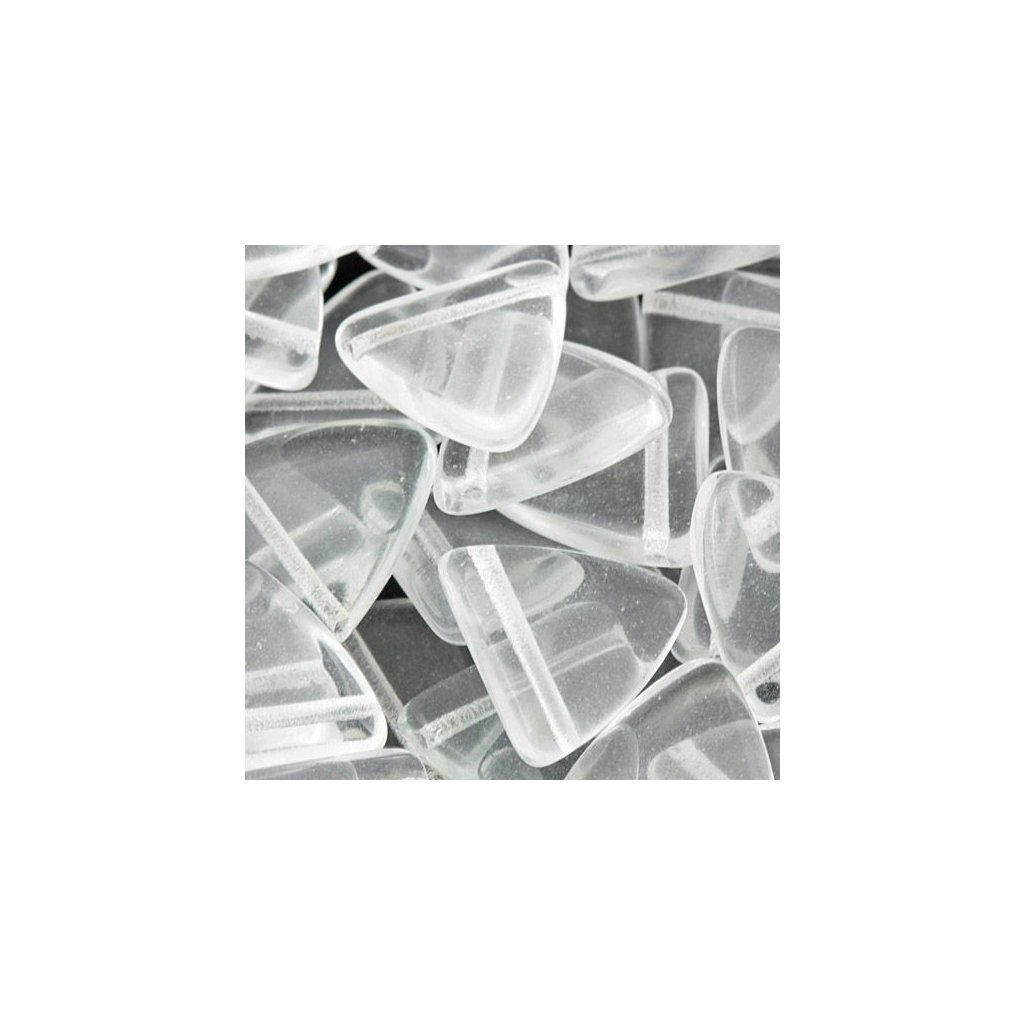 Korálek mačkaný TROJÚHELNÍK 13mm crystal