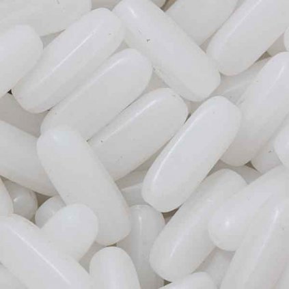 Korálek mačkaný OBDELNÍK 18/7mm alabastr