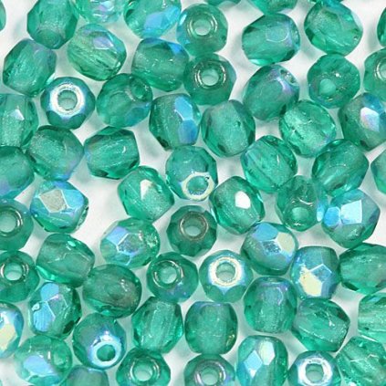 Korálky broušené 3mm zelená AB (50ks)