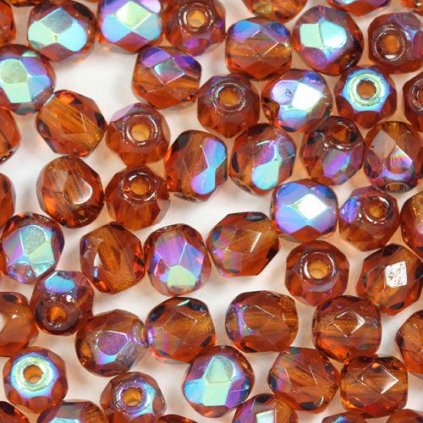 Korálky broušené 4mm dark topaz AB (50ks)