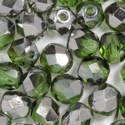 Korálky broušené 6mm zelená CHROM (40ks)