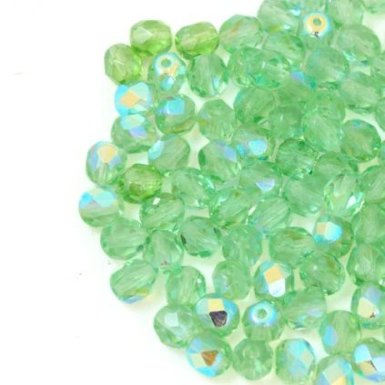 Korálky broušené 6mm světle zelená AB 50500/28701 (40ks)