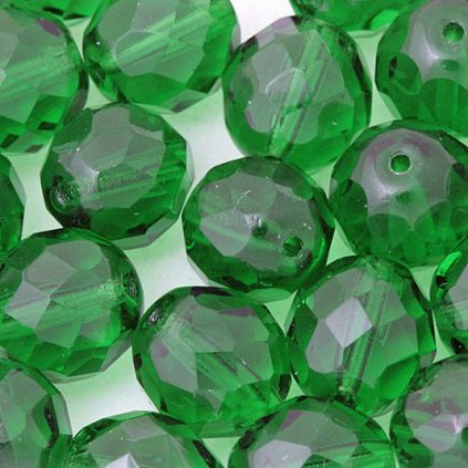 Korálky broušené 12mm emerald (8ks)