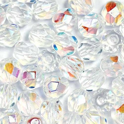 Korálky broušené 6mm crystal AB (40ks)
