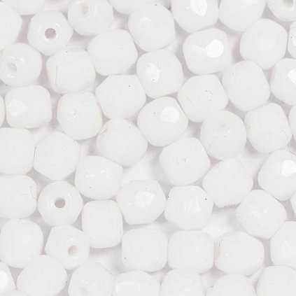 Korálky broušené 4mm bílá (50ks)
