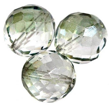 Korálek broušený 18mm crystal zelený listr