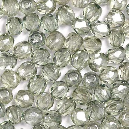 Korálky broušené 4mm zelená listr (50ks)