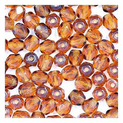 Korálky broušené 4mm dark topaz (50ks)