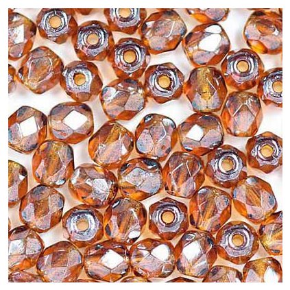 Korálky broušené 4mm dark topaz listr (50ks)