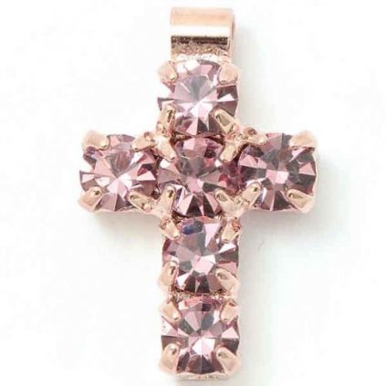 Přívěsek křížek 10/7mm light amethyst/rose gold