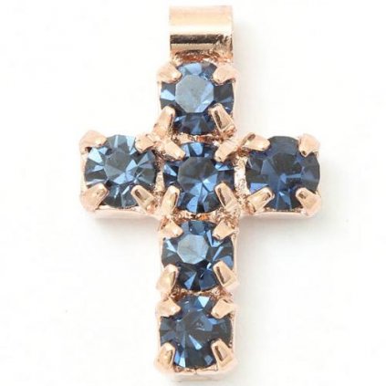 Přívěsek křížek 10/7mm montana/rose gold