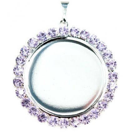 Přívěsek Kruh strass kameny 25mm Violet