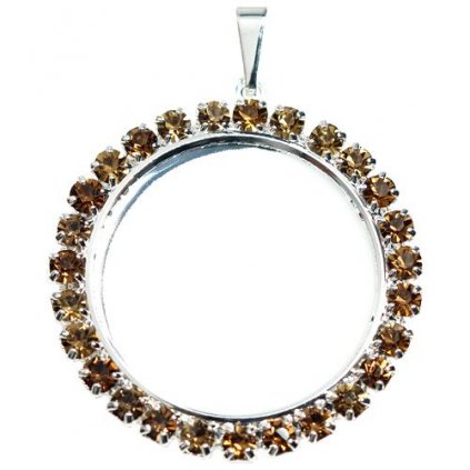 Přívěsek Kruh strass kameny 25mm Smoked Topaz