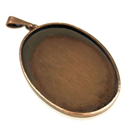 Přívěsek Ovál  30/22mm stará měď