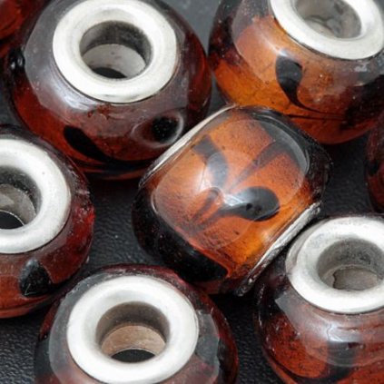 Korálek vinutý glasmetalBEADS 15/10mm hnědá