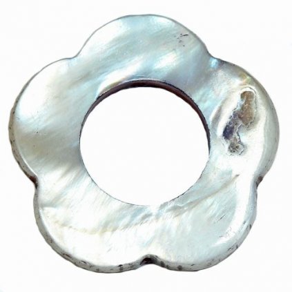 Korálek perleť rámeček FLOWER 25mm šedá