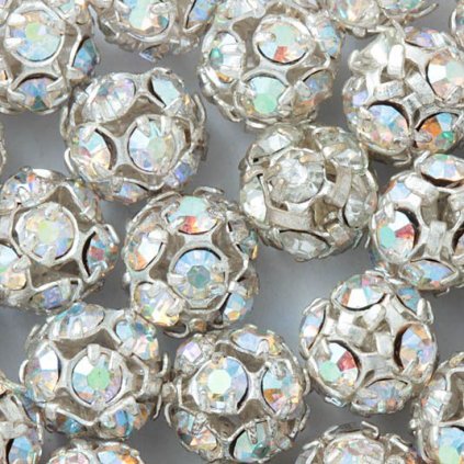 Šatonová kulička 6mm stříbro/crystal AB