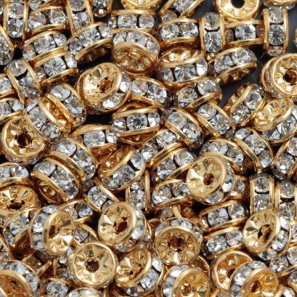 Šatonová rondelka 6mm zlato/crystal