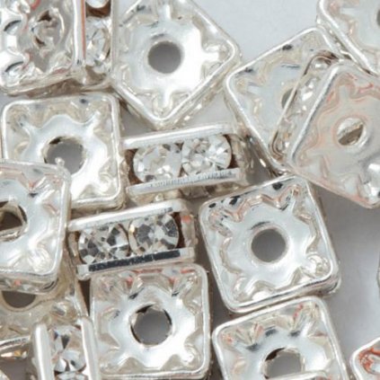 Šatonový čtvereček 5mm stříbro/crystal