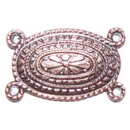 Filigrán oválek stará měď