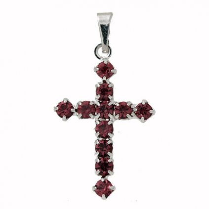 Křížek STRASS 30/18mm Amethyst/Rhodium