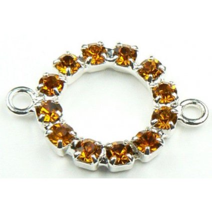 Štrasový kruh s očky topaz/stříbro