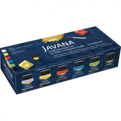 Sada barev na světlý a tmavý textil  JAVANA 6x20ml základní