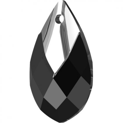 Swarovski® Crystals  Metallic Cap Pear 6565 18mm Jet Light Chrome