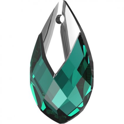Swarovski® Crystals  Metallic Cap Pear 6565 22mm Emerald Light Chrome