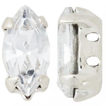 Našívací kotlík Rhodium/Swarovski® Crystals Naveta 10x5mm Crystal