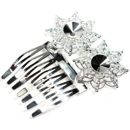 Vlasový hřeben PAVUČINA Rivoli 8mm rhodium