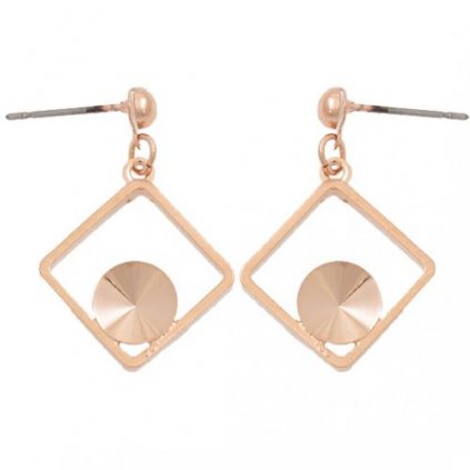 Náušnice bimbací čtverec Rivoli 8mm rose gold