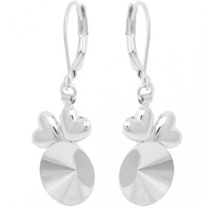 Náušnice bimbací SRDÍČKA Rivoli 12mm rhodium