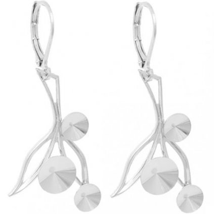 Náušnice bimbací VĚTVIČKA Rivoli 2x6mm+1x8mm rhodium
