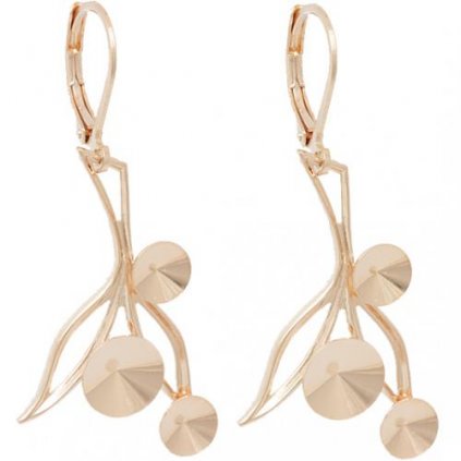 Náušnice bimbací VĚTVIČKA Rivoli 2x6mm+1x8mm rose gold