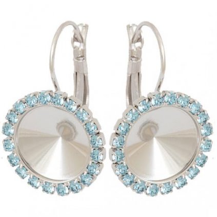 Náušnice STRASS Swarovski Rivoli 12mm Aquamarine/rhodium