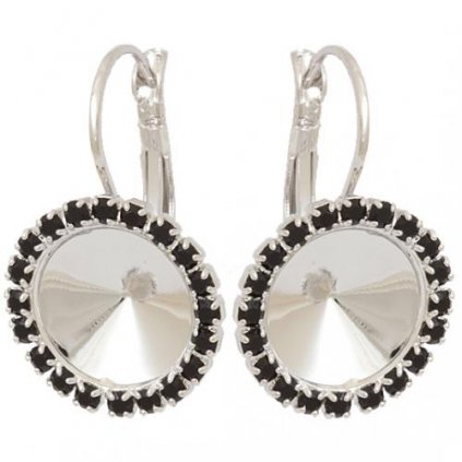 Náušnice STRASS Swarovski Rivoli 12mm Jet/rhodium
