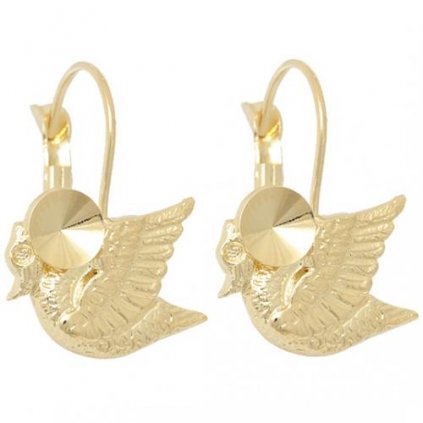 Náušnice LABUŤ Rivoli 6mm gold plating 24kt