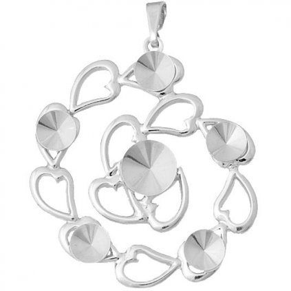 Přívěsek Srdíčka 36/32mm Rivoli 6/8mm rhodium