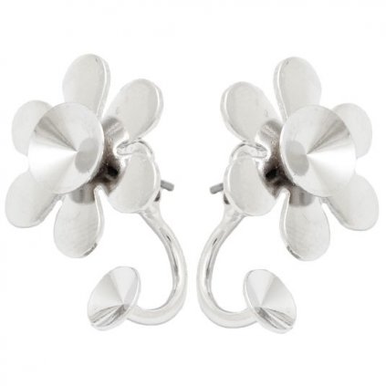 Náušnice DOUBLE Rivoli kytka 8mm/Rivoli 6mm rhodium