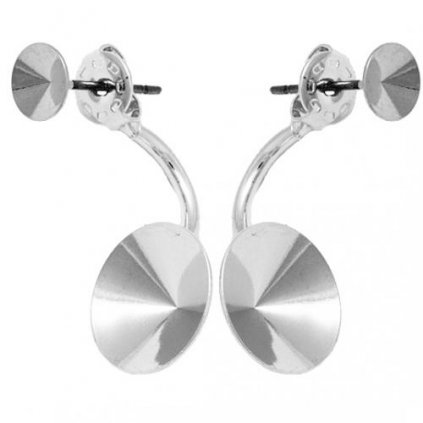 Náušnice DOUBLE Rivoli 6mm/Rivoli 12mm rhodium