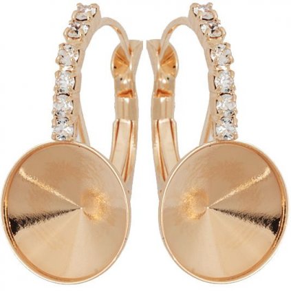 Náušnice háček Strass Rivoli 12mm rose gold