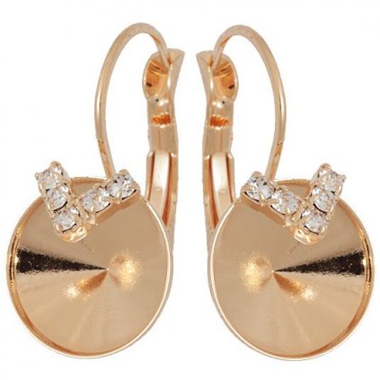 Náušnice „V“ Stras Rivoli 12 rose gold