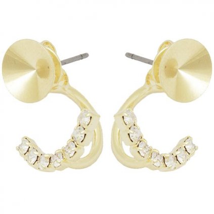 Náušnice DOUBLE rivoli 8mm/strass gold plating 24kt