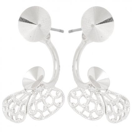 Náušnice DOUBLE rivoli 6mm/filigrán rivoli 6mm rhodium